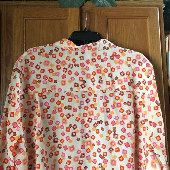 JORDAN WOMAN Collared Buttons Geometric Roll Tab Sleeve Blouse - 20 - Picture 10 of 13